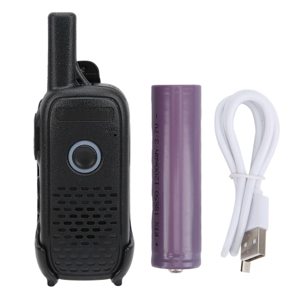 Mini Walkie Talkie UHF PMR FRS Handheld Radio 2W 400‑470MHz med USB-kabel 1200mAh batteri
