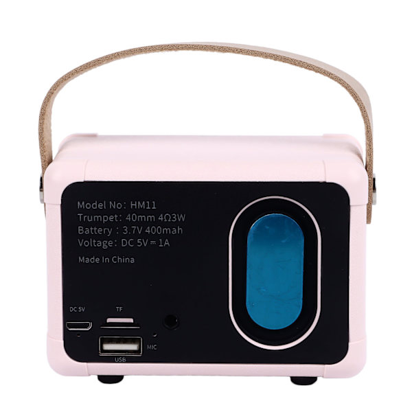Retro Bluetooth-høyttaler Kraftig subwoofer-effekt Bærbar Mini Utendørs Trådløs Høyttaler Rosa