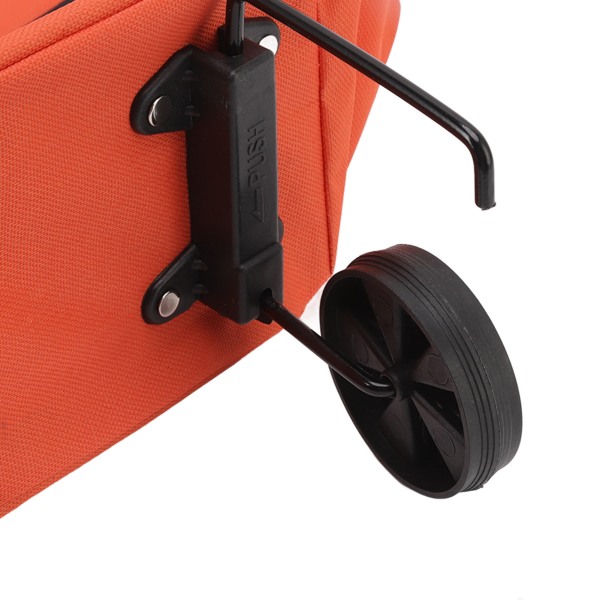 Bærbar indkøbsvogn sammenklappelig taske stor kapacitet lynlås design med hjul til camping orange