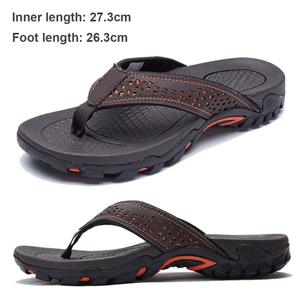 Sportiga flip-flops för män, bekväma vardagssandaler för utomhusbruk, strandsandaler Dark brown 42