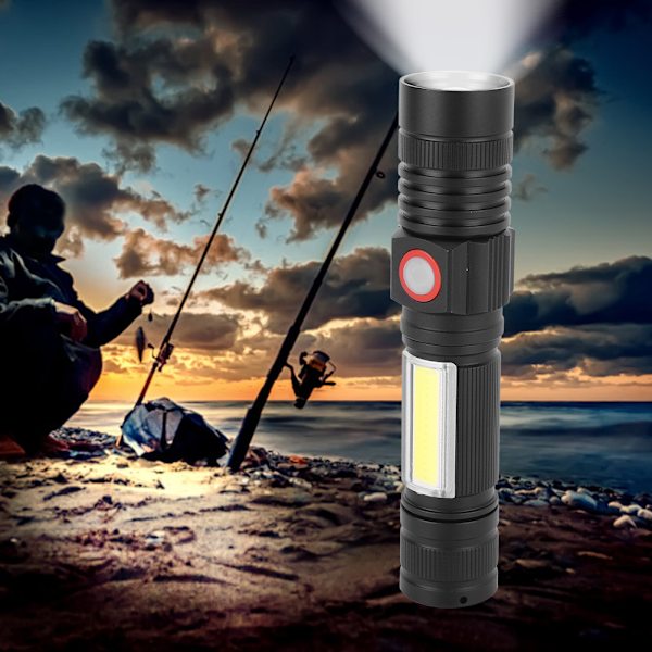 Hög ljusstyrka LED ficklampa aluminiumlegering vattentät COB ficklampa f