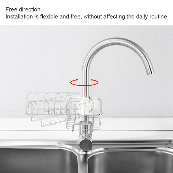 Diskställ för kranar till diskhoar, Hygienisk dräneringsdesign i rostfritt stål, Snäppfäste för platsbesparande organisering