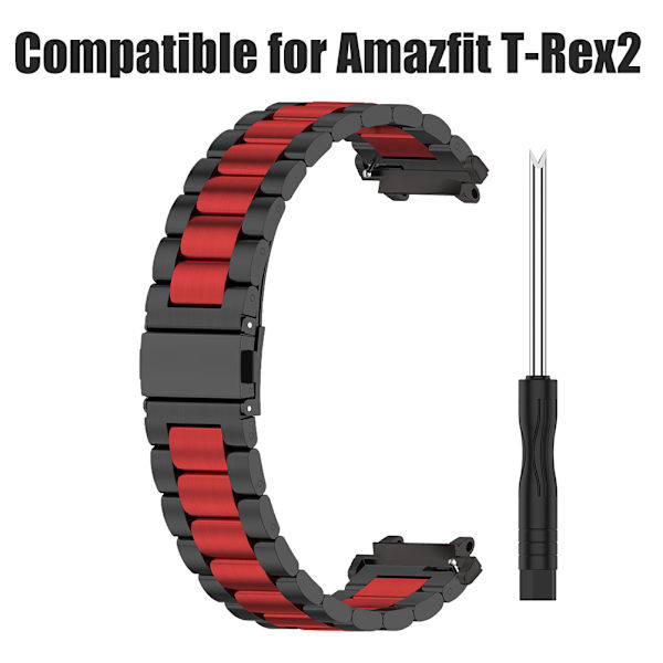 Solid rustfrit stålrem kompatibel med Amazfit T-Rex2 udskiftningsremme metalurrem