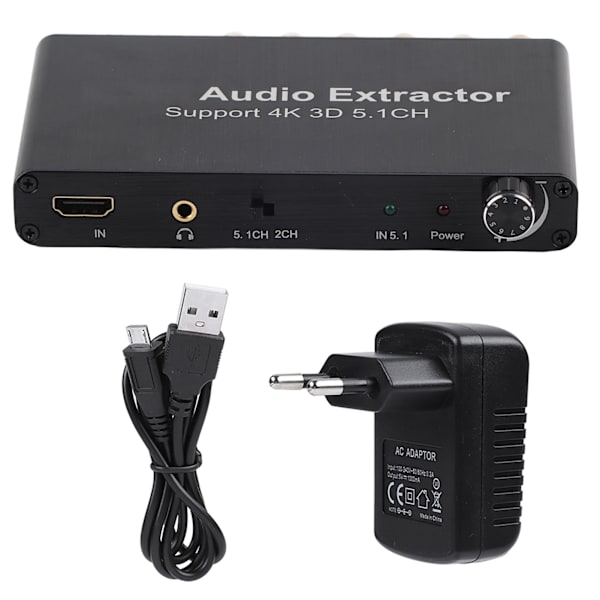 4K 3D HDMI 5.1-kanals HDMI-ljudutdragare Konverter 100-240V EU-kontakt
