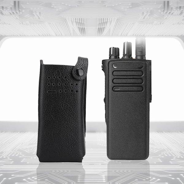 Hardt PU-lærveske med bakklips/nylon skulderstropp for Motorola GP328D Walkie Talkie