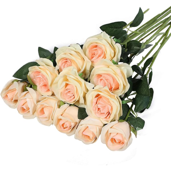 Kunstige Blomster Roser, 12 stk. Real Touch Falske Skumroser til