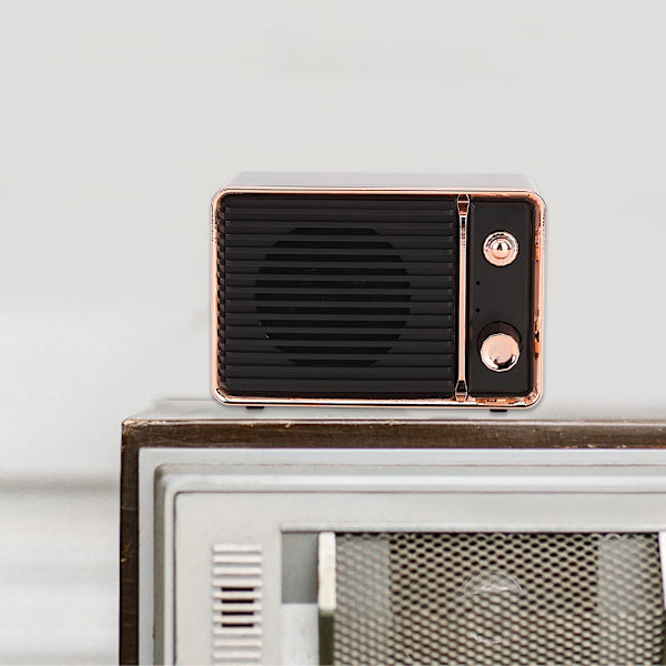 DW01 Mini Bärbar Vintage Bluetooth Micro USB Högtalare Inbyggt 900mAh Batteri Svart