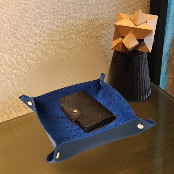 Valetbricka Skrivbordsförvaring Organizer - Multi-Use Läder Catchall Bricka Sängbord Nattduksbord Caddy Tärningshållare för Nycklar, Telefon, Plånbok, Mynt, Smycken,