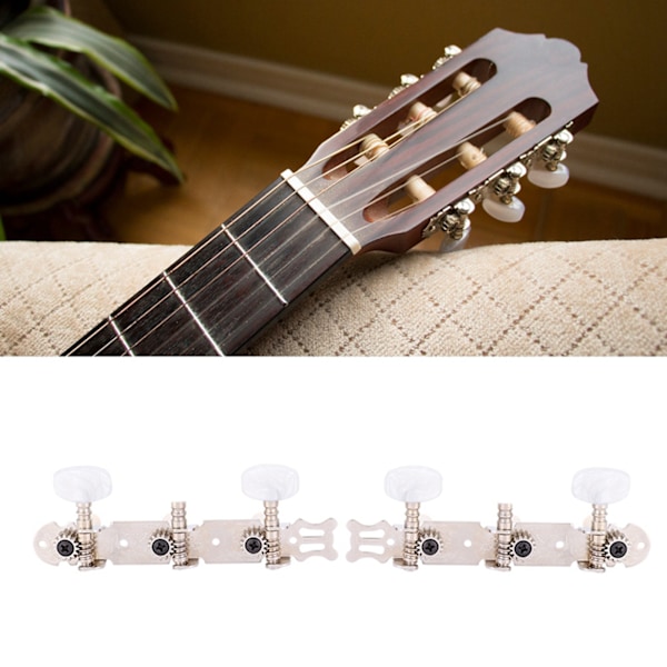 3+3 Akryl Klassisk Gitar Streng Tuning Peg Tunere Maskinhoder Sølv