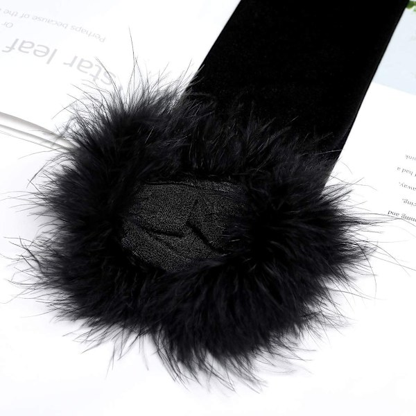 Dam, Svart, Fjäderhandskar, Elegant, 1920-tal, Långa, Afton, Opera, Handskar, Halloween, Häxkostym, Maskeradkläder, Handkläder, Bröllop, Brud,