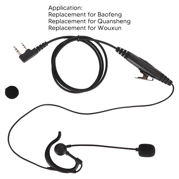Walkie Talkie Headset med mikrofonstang Avanceret PTT Mikrofon K Hoved Universal Udskiftning til Baofeng