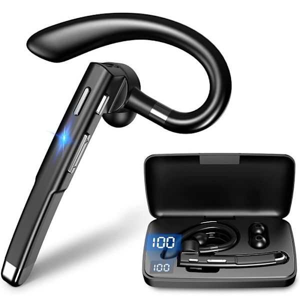 Revolutionerande Bluetooth-headset V5.1, Ergonomiskt trådlöst hörsnäcka med dubbla mikrofoner CVC8.0 brusreducering, 48 timmars lång samtalstid, Bekväm passform för båda