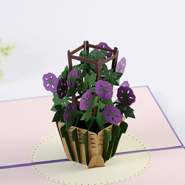 Utsökt papperskonst gratulationskort, överdimensionerat popup-kort av högkvalitativt italienskt papper (Rosa) - Popup-blomsterbukettkort för födelsedag,