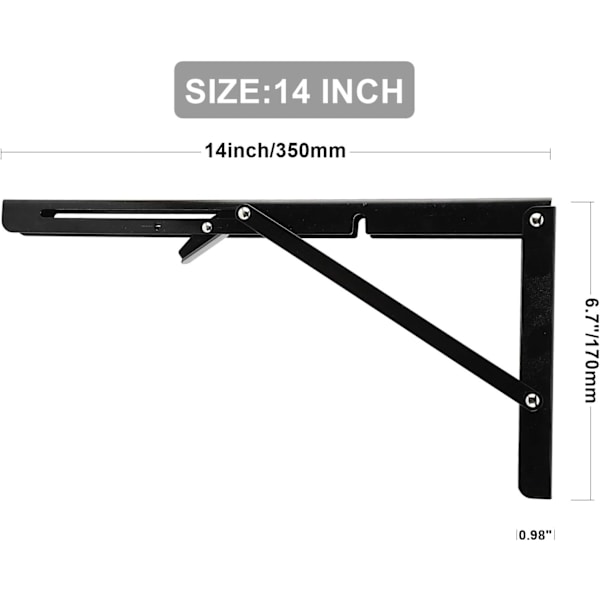 Set med 2 hopfällbara väggkonsoler i metall, industriella väggkonsoler, hopfällbara konsoler för arbetsbänk, garage, kök, rumsdekor, 68 kg/150 pund