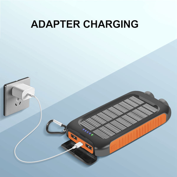 USB C Snabbladdning, Portabel Solcellsladdare 20000mAh, Högkapacitets Externt Batteri med IP65 Vattentät Laddare, Dubbel LED-Ficklampa för Utomhusbruk