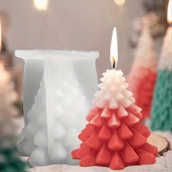 Barsinfi Jul 3D Juletræ Cederlys Kompatibel med Aromaterapi Lys Sæbe Kage Silikoneform