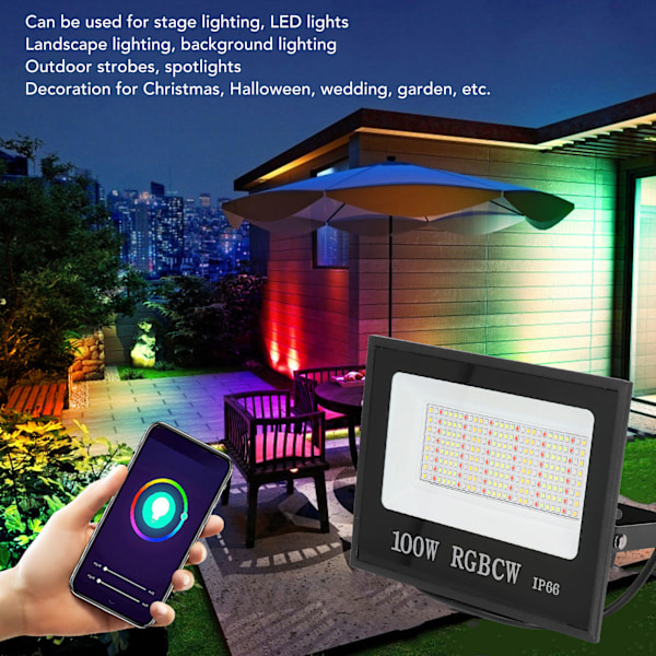 Effektiv RGB Flerfärgad Super Stark LED Strålkastare, IP66 Vattentät Utomhusbelysning med Justerbart Metallfäste för Mångsidig Användning