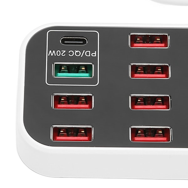Bil laddare Multi USB Laddningsstation 8 Port Snabb PD QC 3.0 Typ C Port Telefon Hub med LCD Display