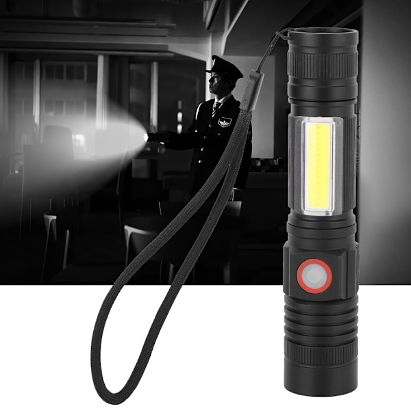 Hög ljusstyrka LED ficklampa aluminiumlegering vattentät COB ficklampa f