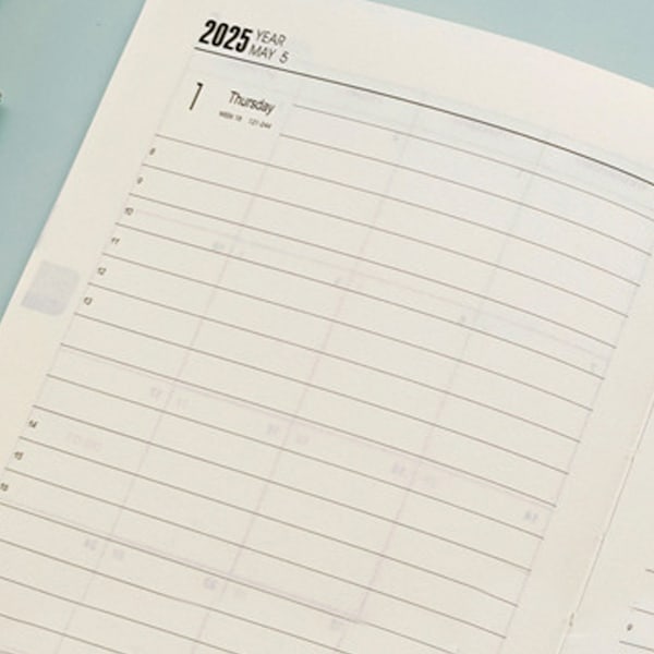 2025 Kalender - Daglig, Veckovis & Månatlig Inbunden Kalender, Dagligt Schema, Månadsflikar, 100 GSM Tjockt Papper, Läderomslag Haze blue