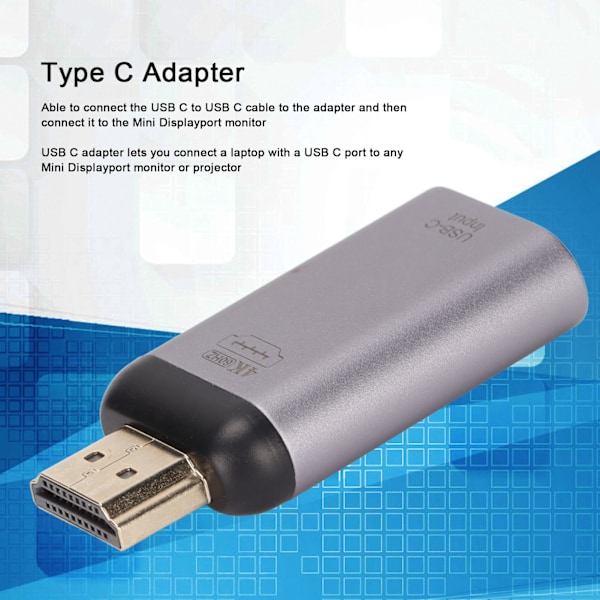 Typ C Hona till PD Hane Adapter USB C Extender Mini Videosplitter 4K 60Hz Konverter för Bärbara Datorer Telefon