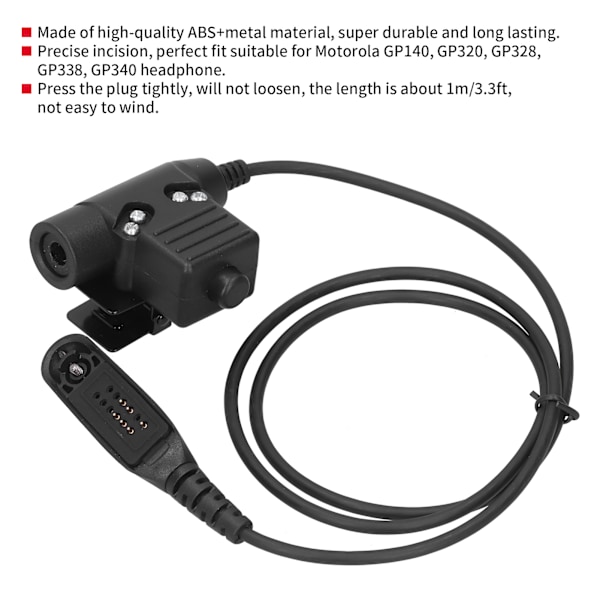 U94 PTT-ljudkabeladapter för Motorola GP140 GP320 GP328 GP338 GP340 Walkie Talkie