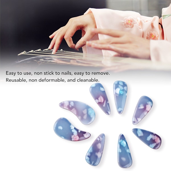 8 st Guzheng fingerpicks i silikonpolymer - delikat, smidig yta, elastisk, professionell Guzheng nagelskydd i jadestensfärg