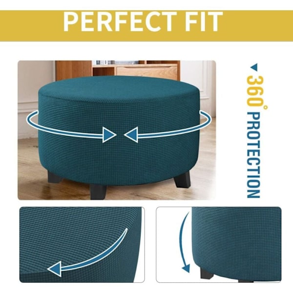 Elegant Fotpallskompis, Rund Förvaringsöverdrag för Ottoman med Estetisk Dekor för Möbelskydd, Stretch Ottoman Överdrag Säkerställer Halkfrihet och