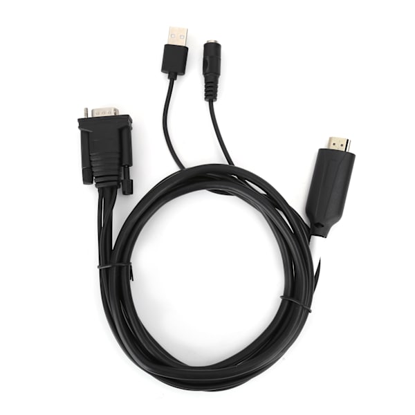 HDMI-VGA-muunninsovitin, digitaalinen-analooginen muuntaja, jossa 1,8 m:n kaapeli USB