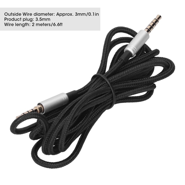 Flettet ledning spillhodesett lydkabel 3,5 mm plugg for Logitech Astro A10 A40 hodetelefoner