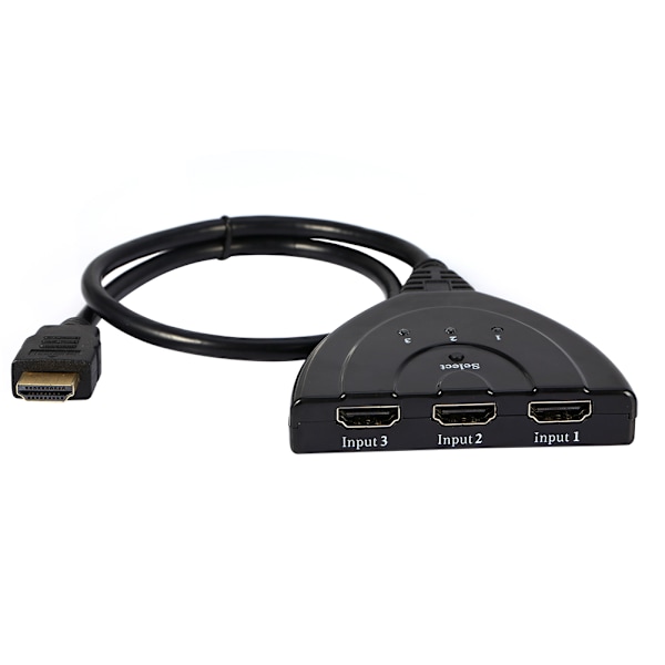 Svart 3-portars HDMI Multi Display Auto Switch Hub Box Splitter 1080P HD TV-adapter
