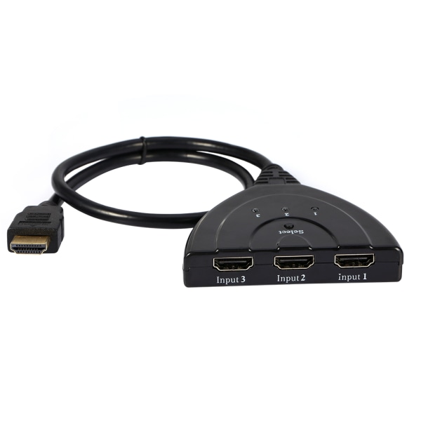Svart 3-porters HDMI Multi Display Auto Switch Hub Box Splitter 1080P HD TV-adapter