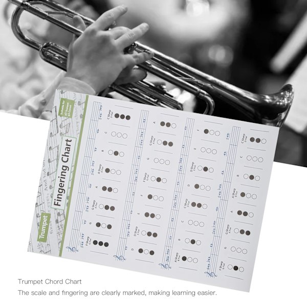 Trumpet Chord Chart Fingering Note Music Instrument Reference Guide för Hem KlassLarge