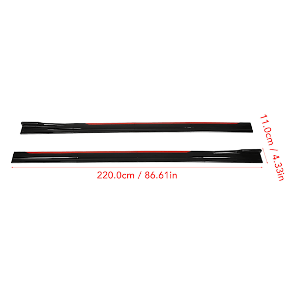 8PCS Bil Karosseri Styling Sido kjol Ljus Svart Röd Trim Splitters Diffuser Winglet Universal för Civic