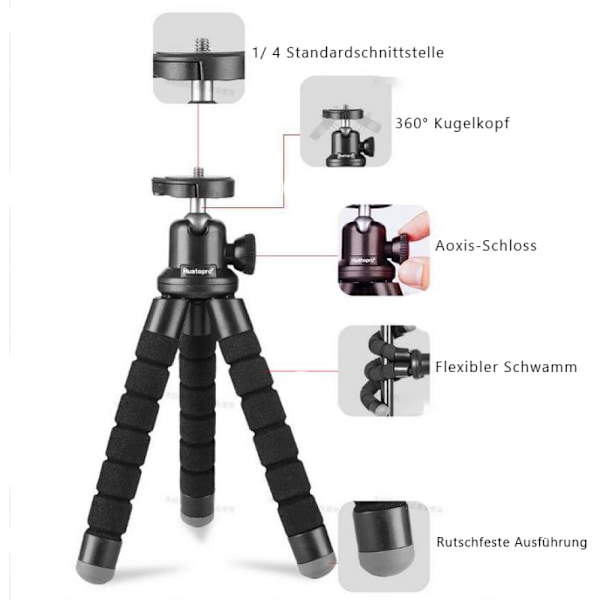 Allt-i-ett Stativlösning För Dina Mobila Fotograferingsbehov, Portabelt Och Flexibelt Stativ Med Inbyggd Bluetooth-fjärrkontroll, Säkerställer Enkelhet