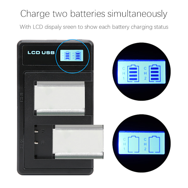 Bærbar kamera batterioplader til NPBX1 USB kamera dobbelt oplader med LCD-skærm