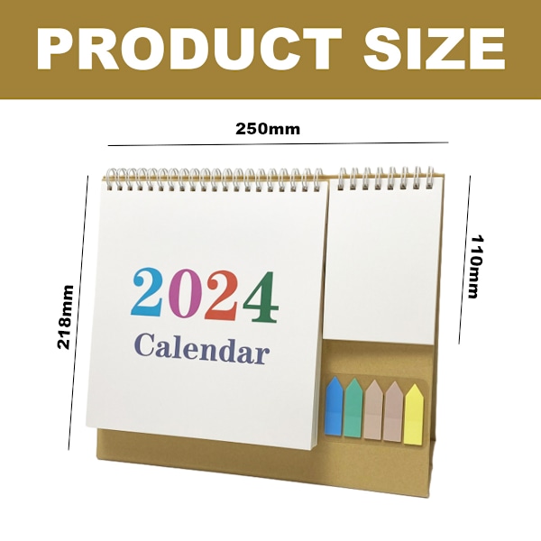 Bordskalender 2023-2024 - 18 Månaders Liten Skrivbordskalender Löper från Juli 2023 till December 2024, Stående Blädderkalender med Anteckningsblock Style 2