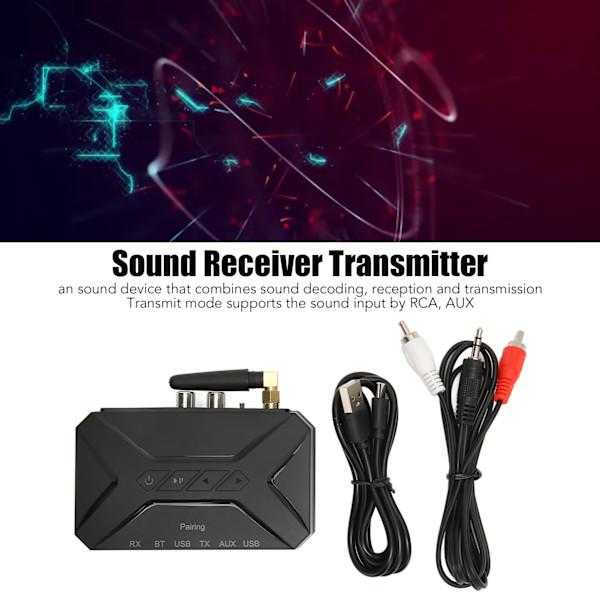 2 i 1 Bluetooth Lydmodtager Sender 50m RCA AUX 3,5 mm USB Lyd Bluetooth Adapter til Lydtransmission