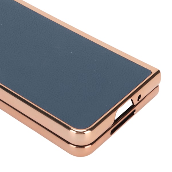 Telefon Etui Beskyttende Cover til Samsung Galaxy Z Fold 4 Nano Plating Ægte Læder Ridsefast Blå