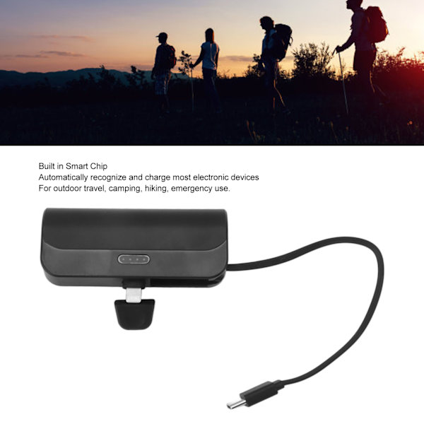 Mini bärbar laddare utomhus nödladdning Powerbank med typ C-kabel för IOS-gränssnitt