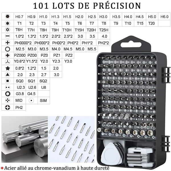 Precision i dina fingertoppar, Magnetisk reparationssats: 122-i-1 Elektronikverktygssats, Kromvanadin, Ergonomiskt grepp, Flexibel axel, För bärbara datorer,