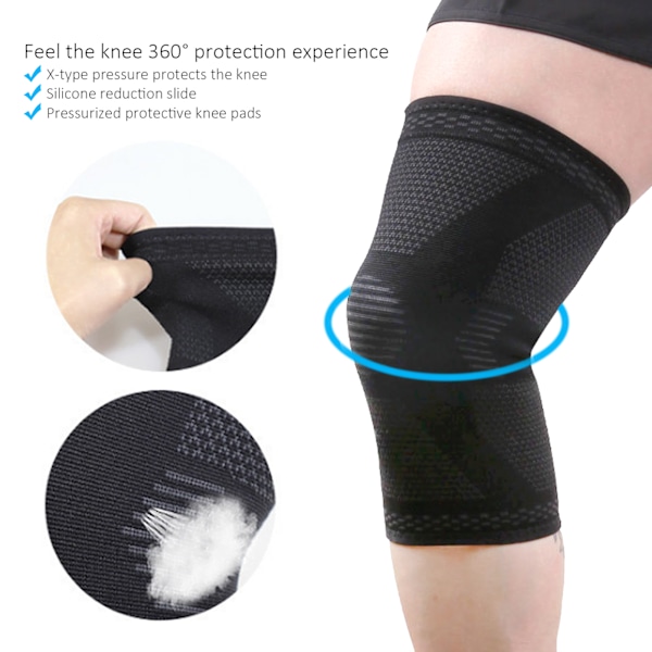 Knäskydd med Anti-Slip Gelgrepp, Andningsbart Material Knäskydd för Män & Kvinnor, Ledsmärtlindring Aktiv Kompression (XL)