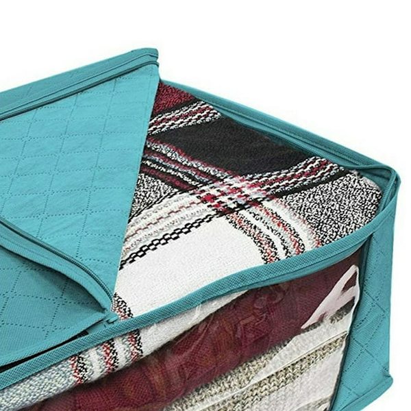 Bärbar hushållsorganisatör i non-woven tyg, platsbesparande klädförvaring, förvaringslåda för täcken och filtar