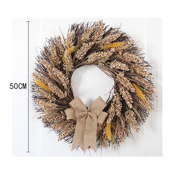 50CM Syksyn Seppele Etuoveen Kiitospäivän Seppele Teko Vehnän Tähkien Oksilla Syksyn Oviseppele Sadonkorjuuseppele Koriste