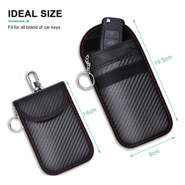 Signal Blocking Faraday Pouch Bag, Set of 2 Rfid Signal Blocking Pouches for Car Key, Carbon Fiber Anti Rfid Protection Case