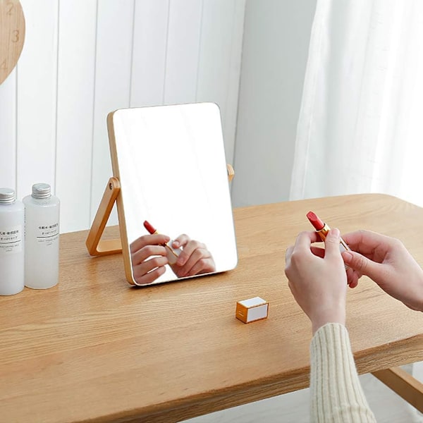 Sminkspegel i trä, Bordsmakeupspeglar med tydlig reflektion för alla positioner, Justerbara vinklar Stabil bas för sovrum vardagsrum (Väggmonterad
