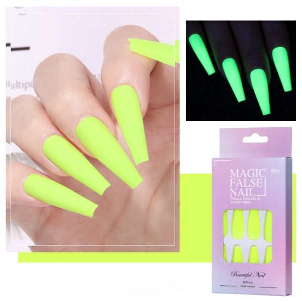 24 st falska naglar lysande neon fluorescens
