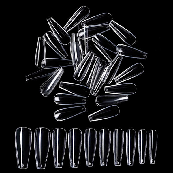 100 st falska naglar akrylnaglar full täckning tips kista manikyr ballerina uv gel akryl nagel kit verktyg falska