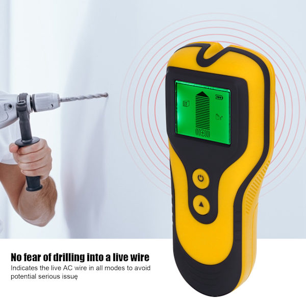 3 i 1 Vægscanner Finder Multifunktionel Bærbar LCD Digital Vægstift Metal Træ Stud Detektor Gul