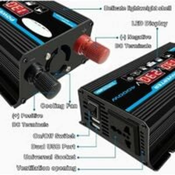 12V 220V Power Inverter, 4000W Ren Sinusvåg Power Inverter 12V 220V/110V AC Bil Power Inverter Laddare Konverter Dubbel USB Power Inverter Adapter